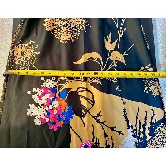 Vtg Tori Richard Black Gold Colorful Dress Gown w Jacket Cruise Print SZ 12 - Picture 9 of 15